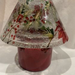 Poinsettia Candle Lampshade With Red Pottery Votive