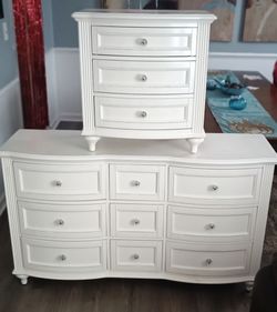 White Dresser and Nightstand Set