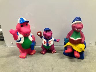 Vintage Barney the Purple Dinosaur Vinyl Figure and Coin Banks
