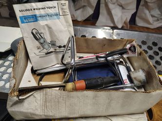 Vintage Montgomery Ward Solidox Solid Oxygen Welding Torch Kit w/ Manual