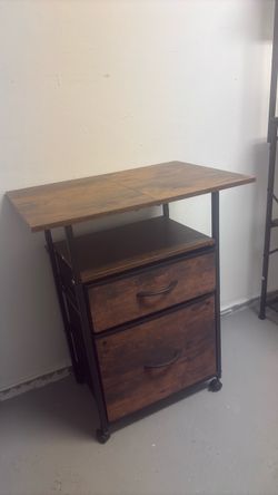 Industrial Rolling Desk with Drawers