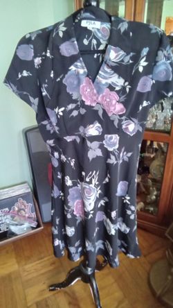 Flowers dress Size Medium black dress