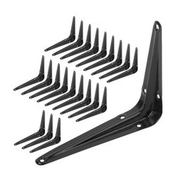 24 Packs Shelf Brackets 10 x 8 Inches Black  X(19))