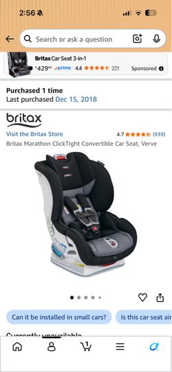 Britax  marathon, click tight convertible car seat