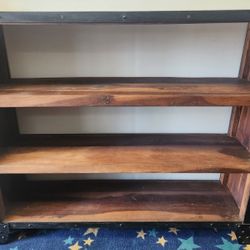 Vintage Industrial Reclaimed Wood (black Walnut) with Cast Iron Brackets Rustic, Medieval, 4 Tier Shelf/ Bookshelf, Heavy