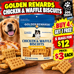 Golden Rewards Chicken & Waffle Dog Treats, 16 oz New Sealed – $3 Each