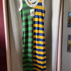 Women’s size small colorful knitted striped long dress-Brand NEW