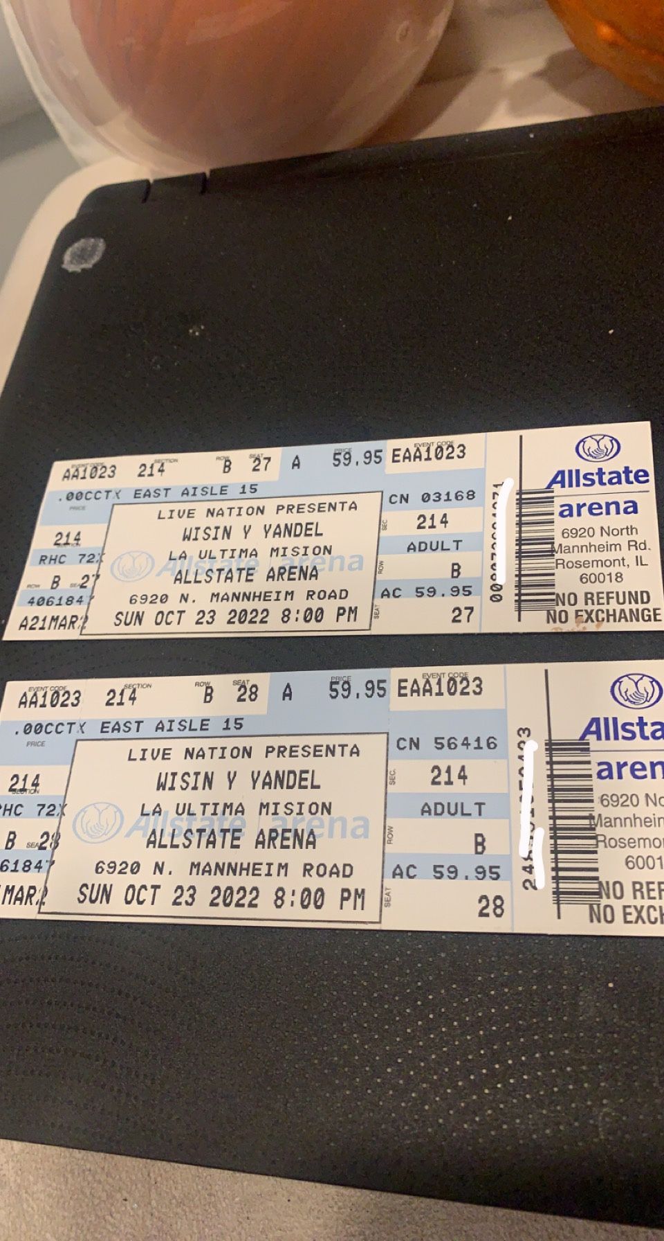 Wisin Y Yandel Tickets Section 214 Row B  $160 The Pair 