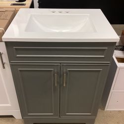 Style Selections Esterbrook 24-in Dark Gray Single Sink Bathroom Vanity with White Cultured Marble