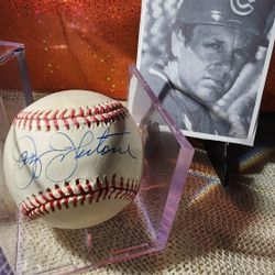 Jay Johnstone Autographed Baseball w/COA, PHOTO & SCHEDULE FROM THE SHOW