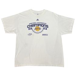 Vintage Adidas NBA Los Angeles Lakers Basketball Western Conference Champions 2008 Locker Room Players Tee Shirt