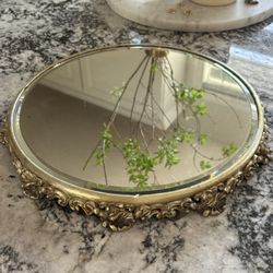 Antique Ornate Beveled Mirror Tray 