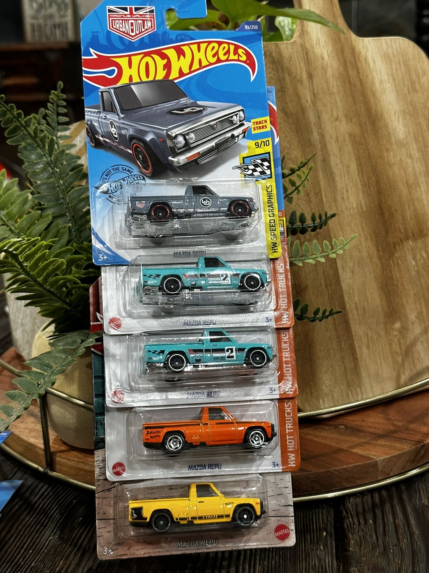 Hot Wheels Mazda REPU Pickup Trucks, Lot of 5