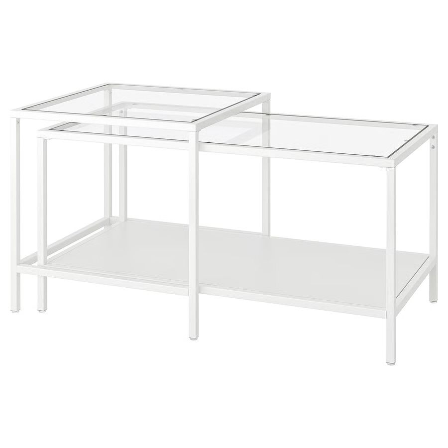 IKEA White Glass Nesting Tables