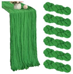 Green Cheesecloth Table Runners – Set of 6