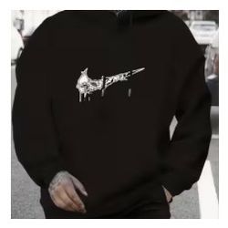 CUSTOM ANIME NIKE SWOOSH XXL BLACK SWEATSHIRT HOODIE   😎