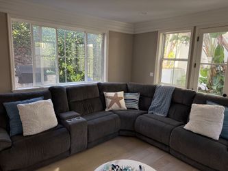 Living Spaces Reclining Grey sectional