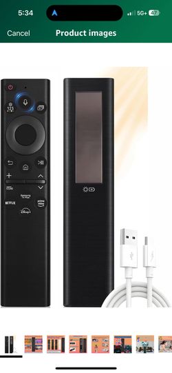 solar /rechargeable remote for Samsung Frame TV Remote, for 2018-2025