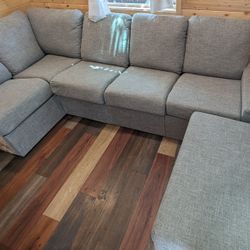 Gray Couch With Ottoman - Lots Of Storage 