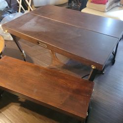 Vintage folding table and benches 