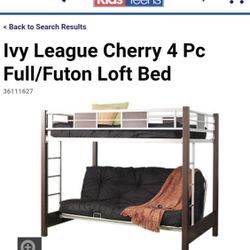 Rooms to go metal full/futon loft bed w mattresses 