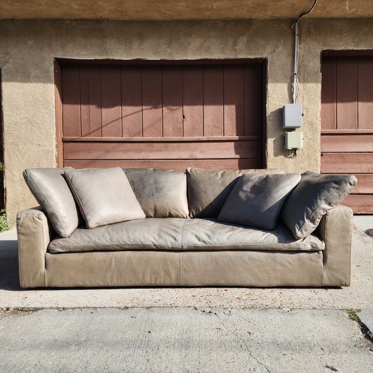Restoration Hardware Cloud Leather Bench Couch