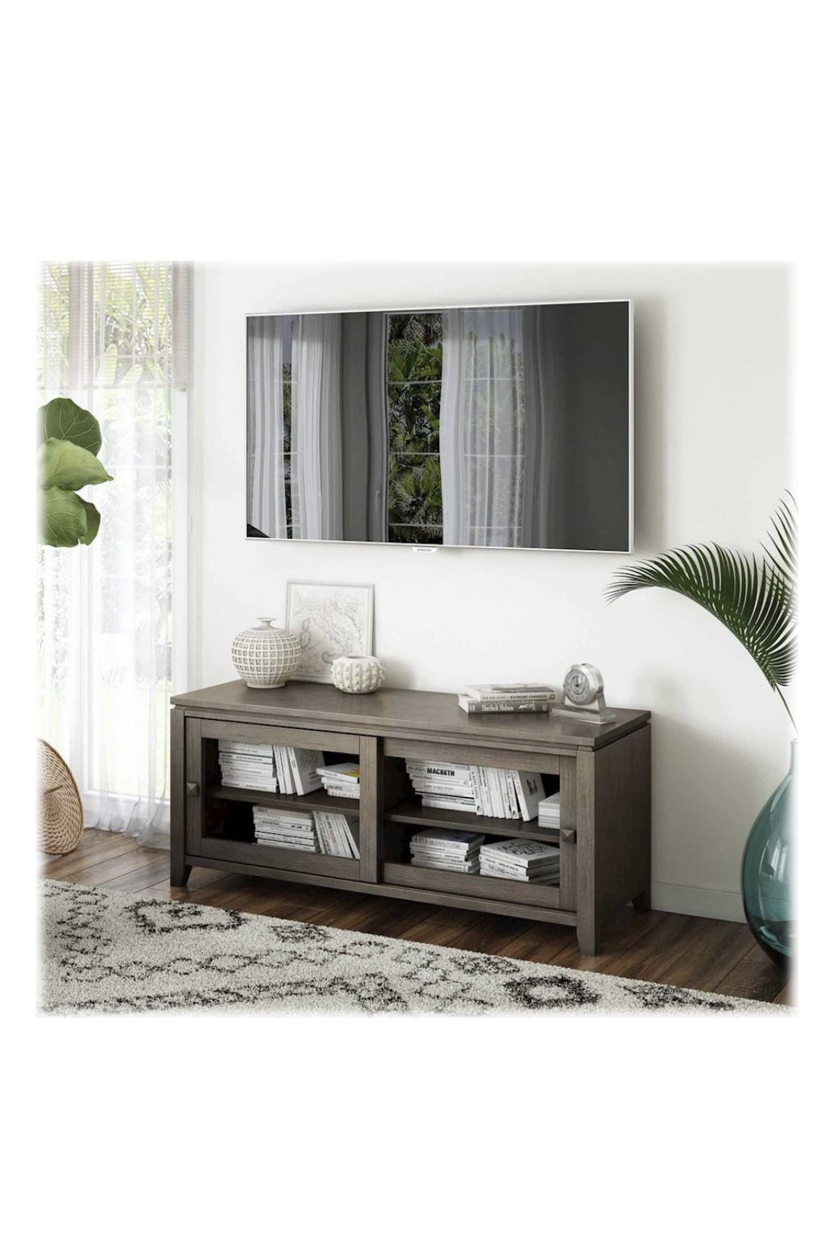 Simpli Home - Cosmopolitan Contemporary TV Media Stand for Most TVs Up to 50" - Farmhouse Gray