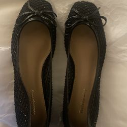 BLACK FLATS WITH CRYSTALS