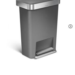 simplehuman 45L Rectangular Liner Rim Plastic Step Trash Can