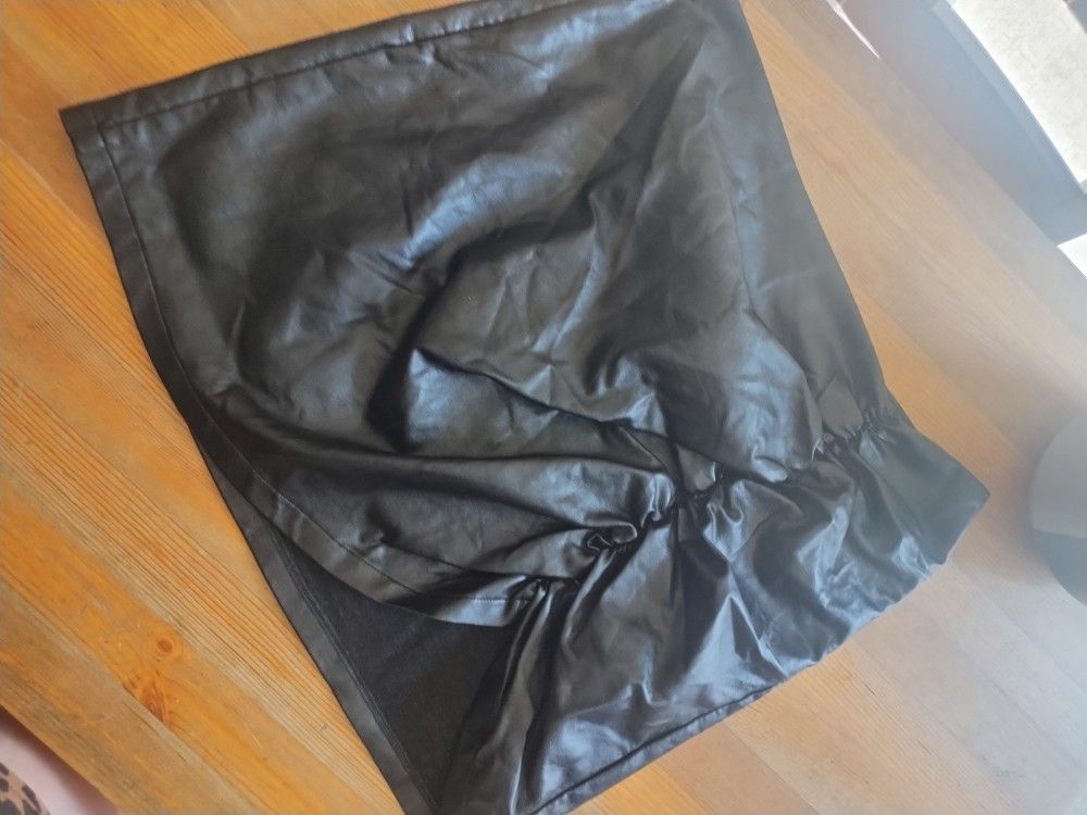 Black Faux Leather Skirt