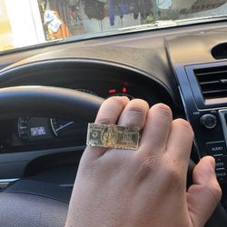 10k Solid Gold $100 Bill Double Finger Ring