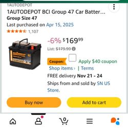 1AUTODEPOT BCI GROUP 47 CAR BATTERY