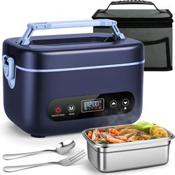 1.2L Cordless Electric Lunch Box – 20000mAh Rechargeable Portable Food Warmer with 5-Sided Heating, Auto Temperature Control, Leakproof & BPA-Free – P