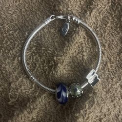 Pandora Lobster Claw Sterling Silver Bracelet Comes Three Charms 