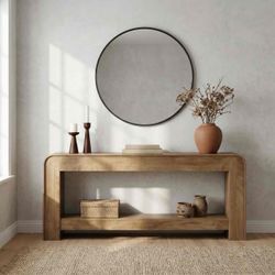 Modern Wood Console Table with Open Shelf
