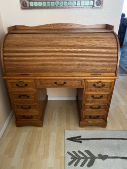 Oak roll top desk