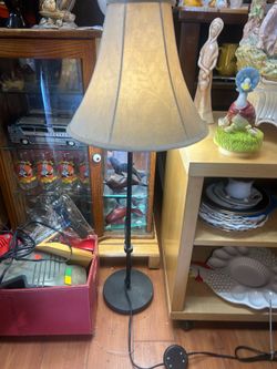 Black metal floor lamp