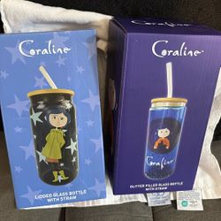 CORALINE GLASS BOTTLE with Straw $25 EACH or Both for $45 More CORALINE in Profile 💙