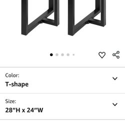 HOMEKAYT Metal Table Legs 28’’x 24’’ Heavy Duty T-Shape Desk Legs Industrial Furniture Legs for Dinning Table, Computer Table, Office Table (2Pcs)-Bla