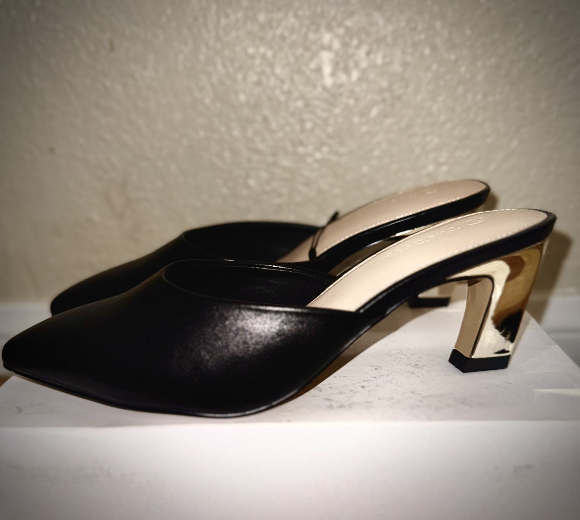 Black Kitten Heel Mule