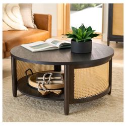 Table Springwood Caning Coffee Table, Charcoal Finish