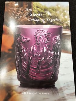 LIULI Crystal Art “Three Steeds Galloping Together” – Year of the Horse | New in Box