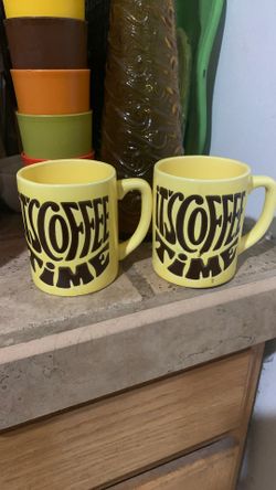 MCM “It’s Coffee Time” Groovy Mugs-Yellow & Brown