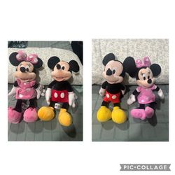 Mickey Mouse And Minnie Mouse Plush Used
