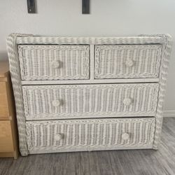 White wicker dresser