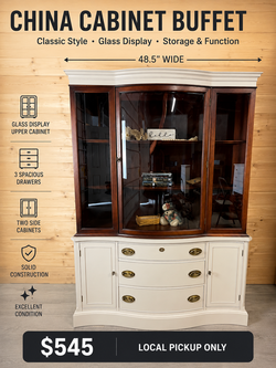 Solid Wood Hutch | Refinished | Original Hardware | $545
