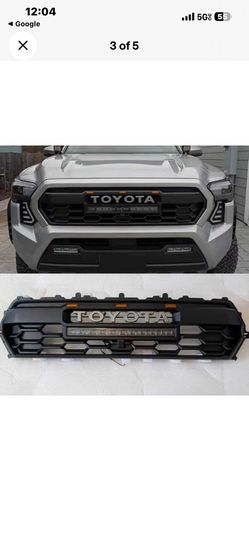 Black Front Bumper Grille For TOYOTA TACOMA 2024 Grill With LED & Light bar