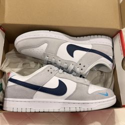 New Nike Dunk Low 8.5 Mens Grey/Midnight Navy 