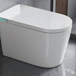 Smart Toilet with Bidet Built In, Foot Sensor Operation, Elongated Tankless Toilet with Automatic Fl