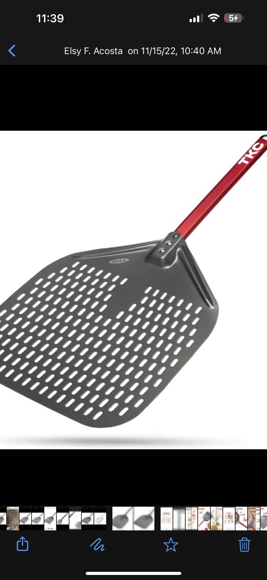 Perforated Pizza Peel Anodized Aluminum TKC 14 Inch,  Great For 16 Inch Ovens 